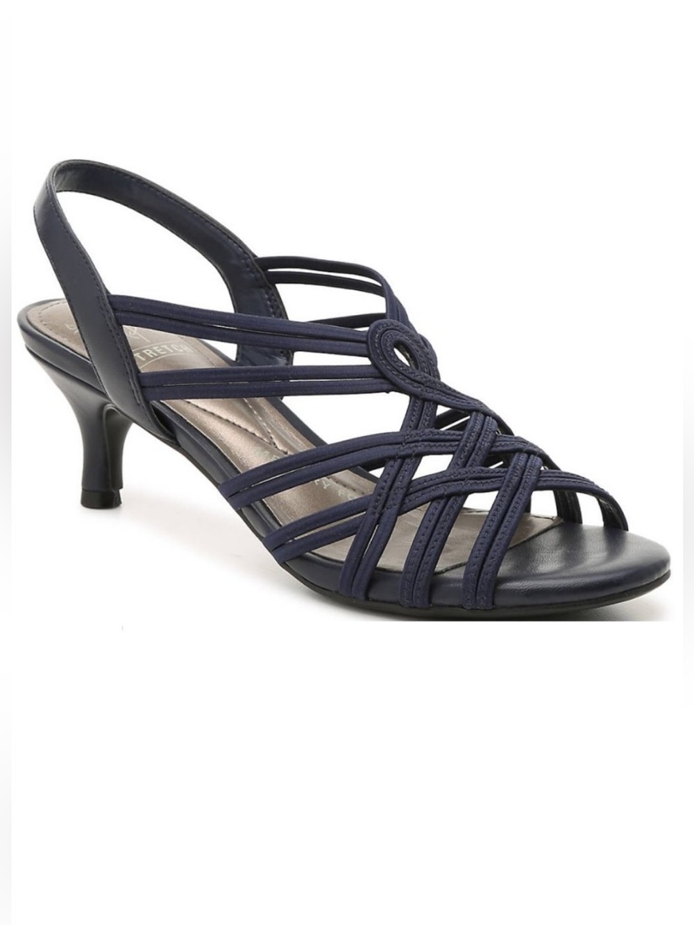 Size 8.5 IMPO Erin Midnight Blue Strappy Stretch Heeled Sandals (ABBA)